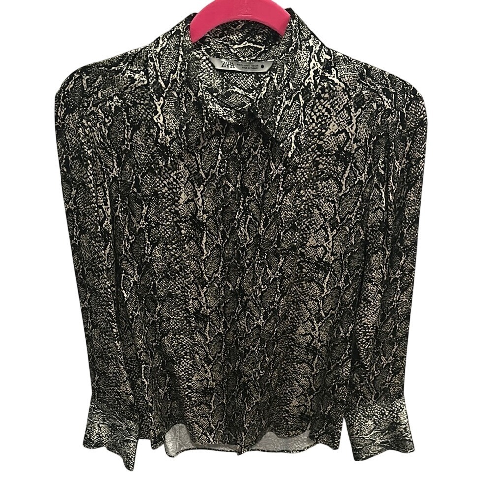 Zara Black and White Snake Print Women's Top